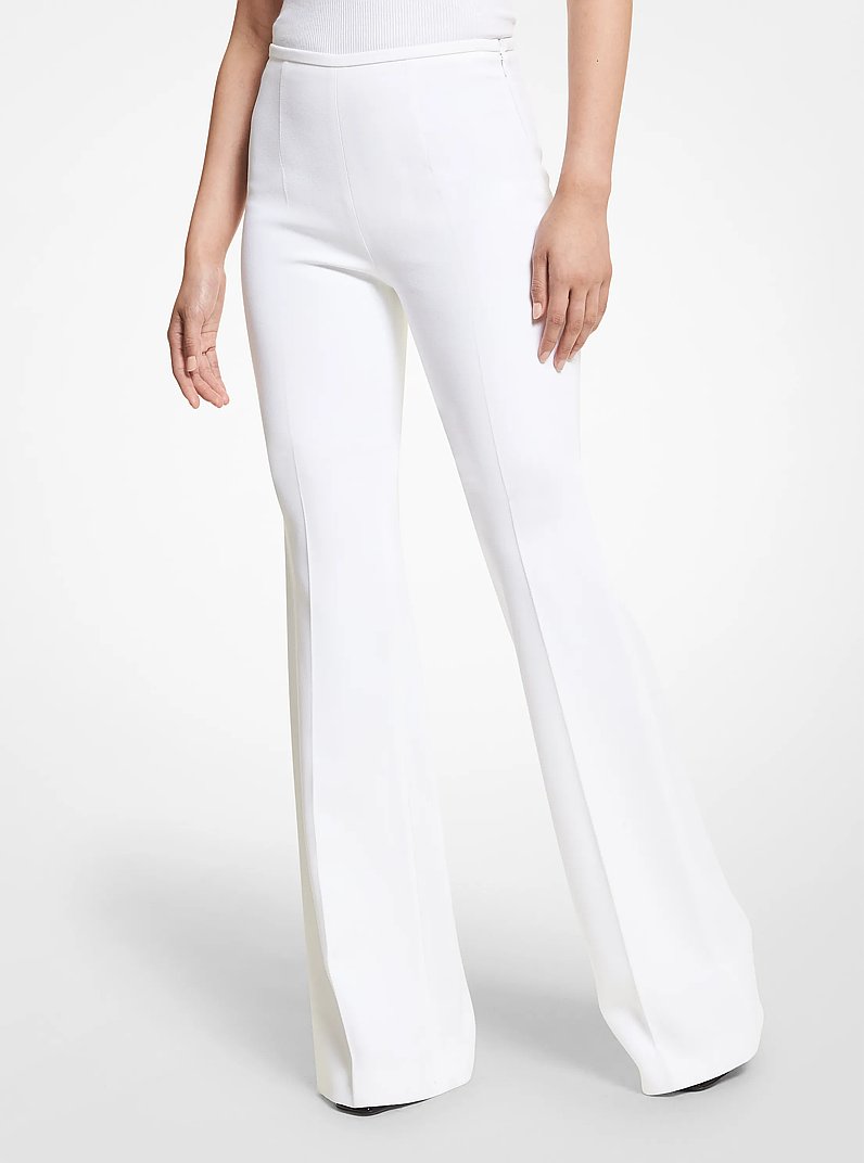 Brooke Double Crepe Sabl&eacute; Flared Pants in OPTIC WHITE | Michael Kors