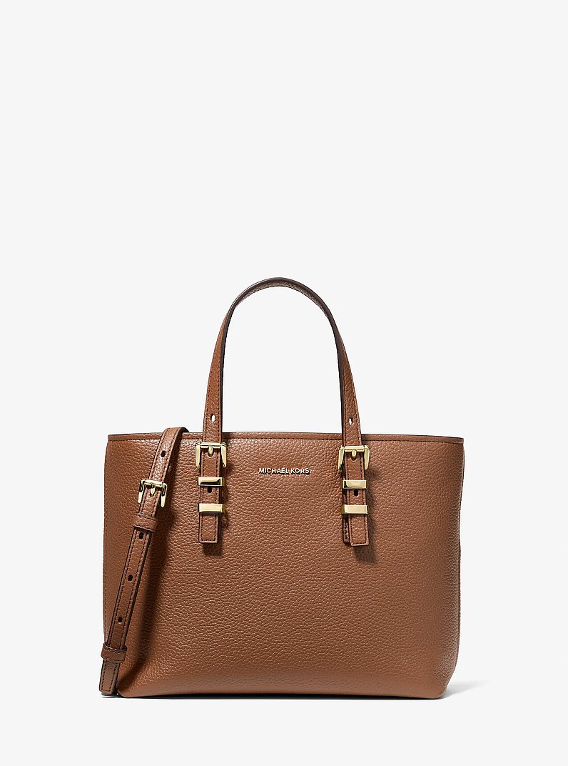 Quinn Small Pebbled Leather Convertible Crossbody Bag in LUGGAGE | Michael Kors