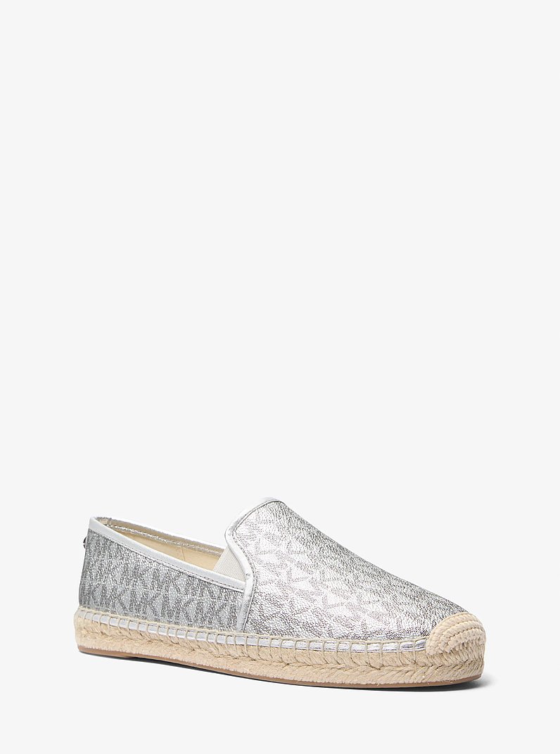 Hastings Metallic Signature Logo Espadrille in SILVER | Michael Kors