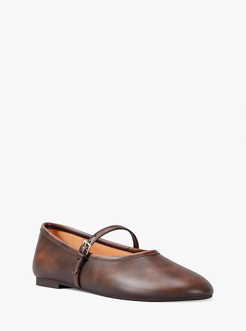 Phoebe Burnished Ballet Flat in CHOCOLATE | Michael Kors