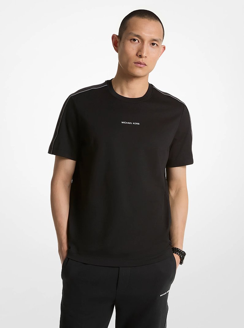 Logo Tape Cotton T-Shirt in BLACK | Michael Kors