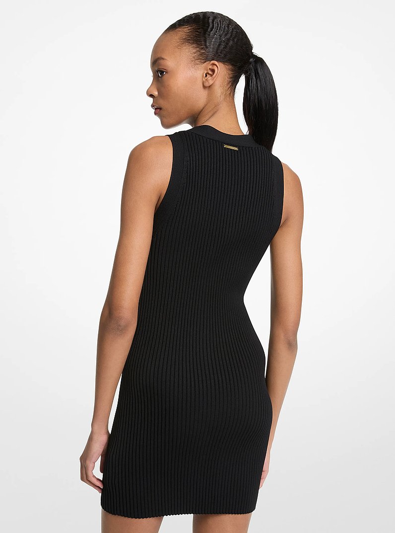 Ribbed Viscose Blend Dress in BLACK | Michael Kors