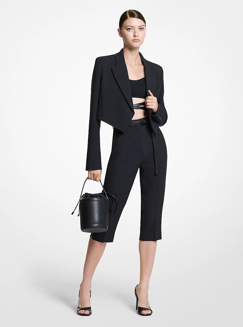 Chaqueta bolero de crep&eacute; sabl&eacute; doble in NEGRO | Michael Kors