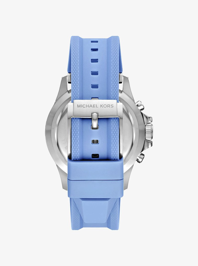 Oversized Everest Silver-Tone and Silicone Watch in SKY BLUE