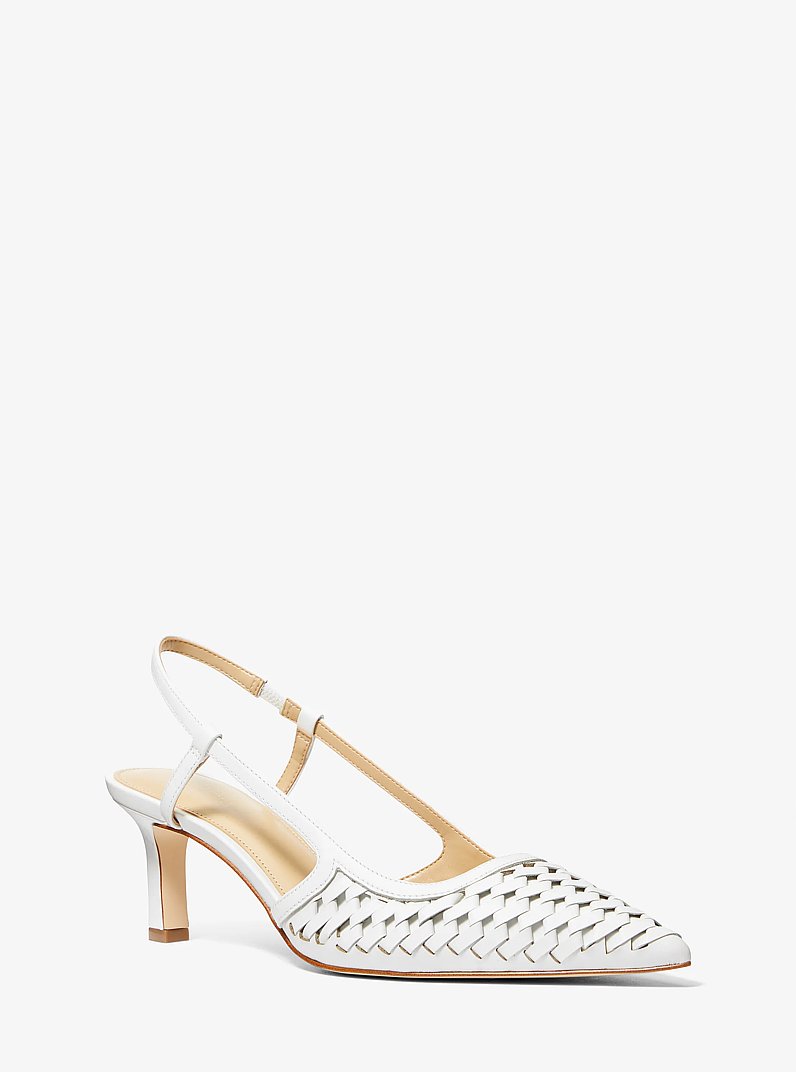 Alora Hand-Woven Leather Slingback Pump in OPTIC WHITE | Michael Kors