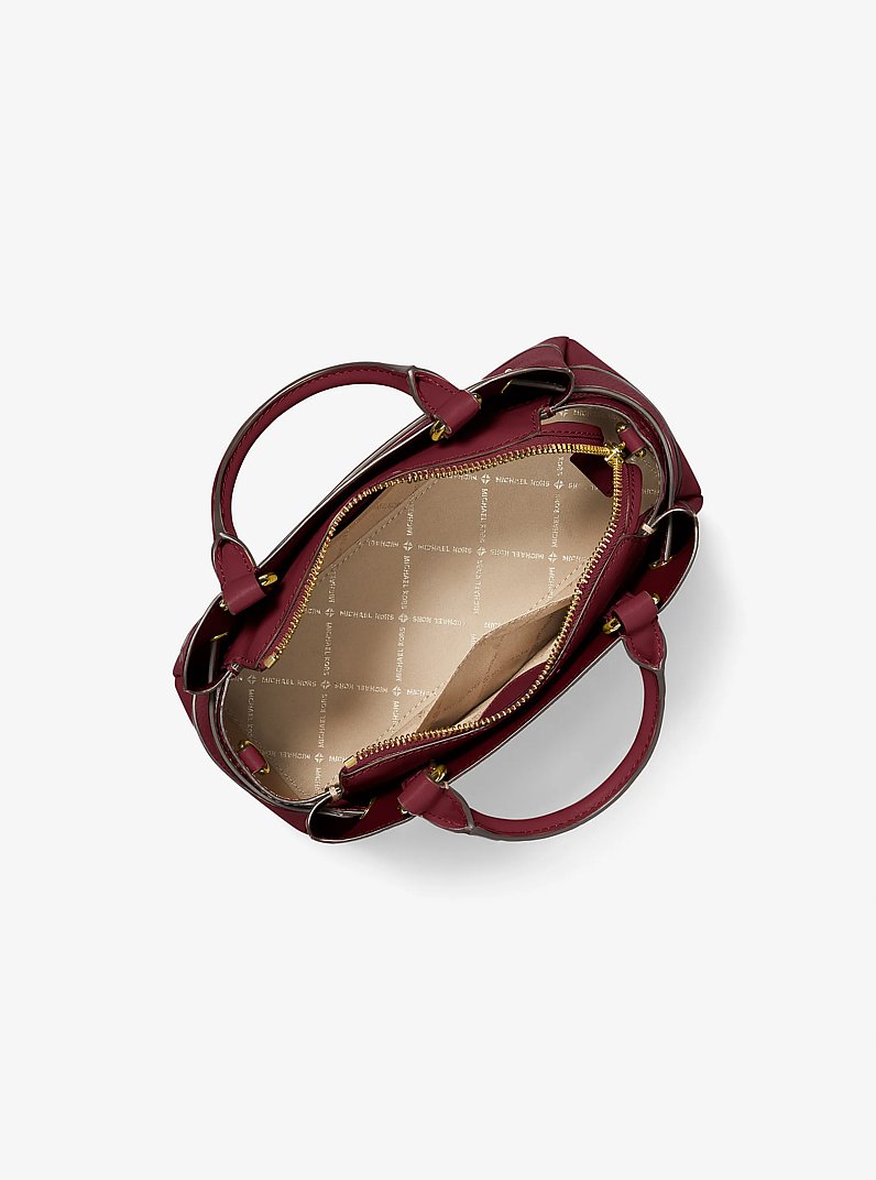 Reed Small Two-Tone Pebbled Leather Belted Satchel