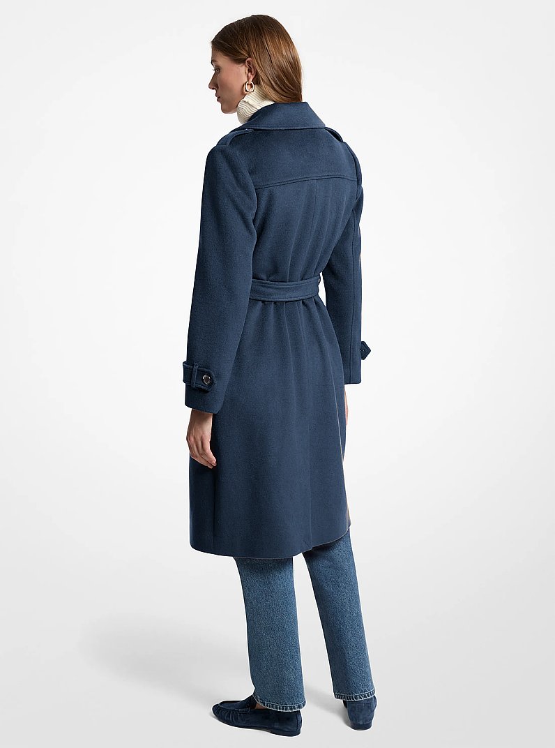 Cappotto in misto lana con cintura in NAVY SCURO | Michael Kors