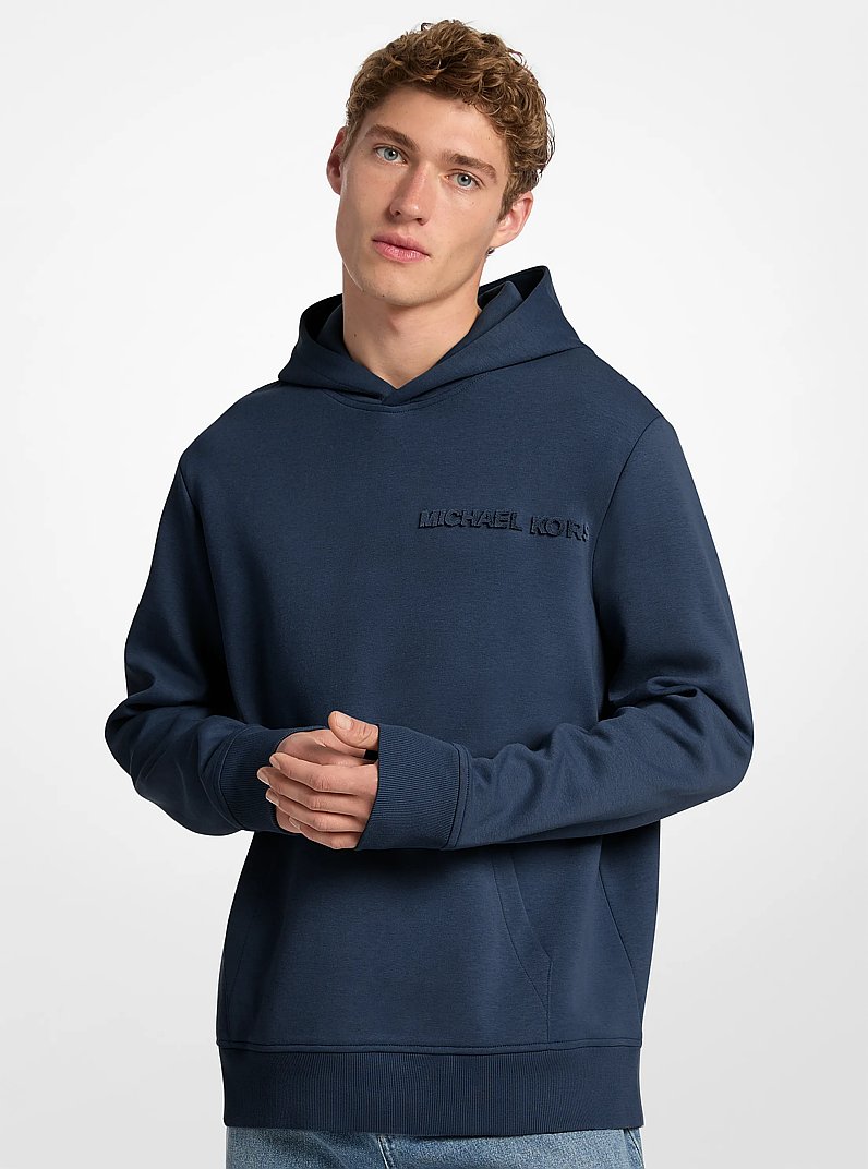 Embossed Logo Cotton Blend Hoodie in MIDNIGHT | Michael Kors