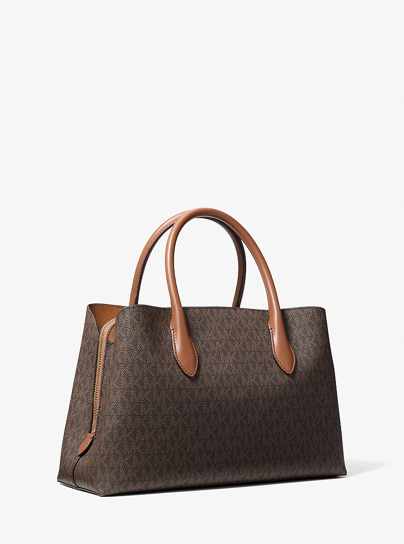Maya Medium Signature Logo Satchel in BROWN | Michael Kors