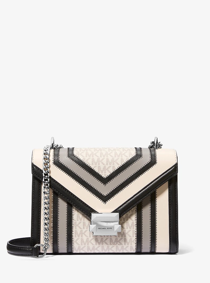 Bolso de hombro Whitney mediano con bloques de color y logotipo Signature in GRIS PERLA MULTICOLOR | Michael Kors