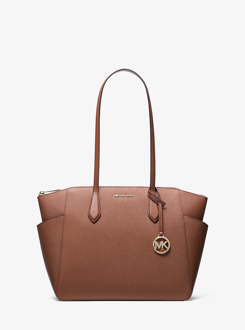 Marilyn Medium Saffiano Leather Tote Bag in LUGGAGE | Michael Kors