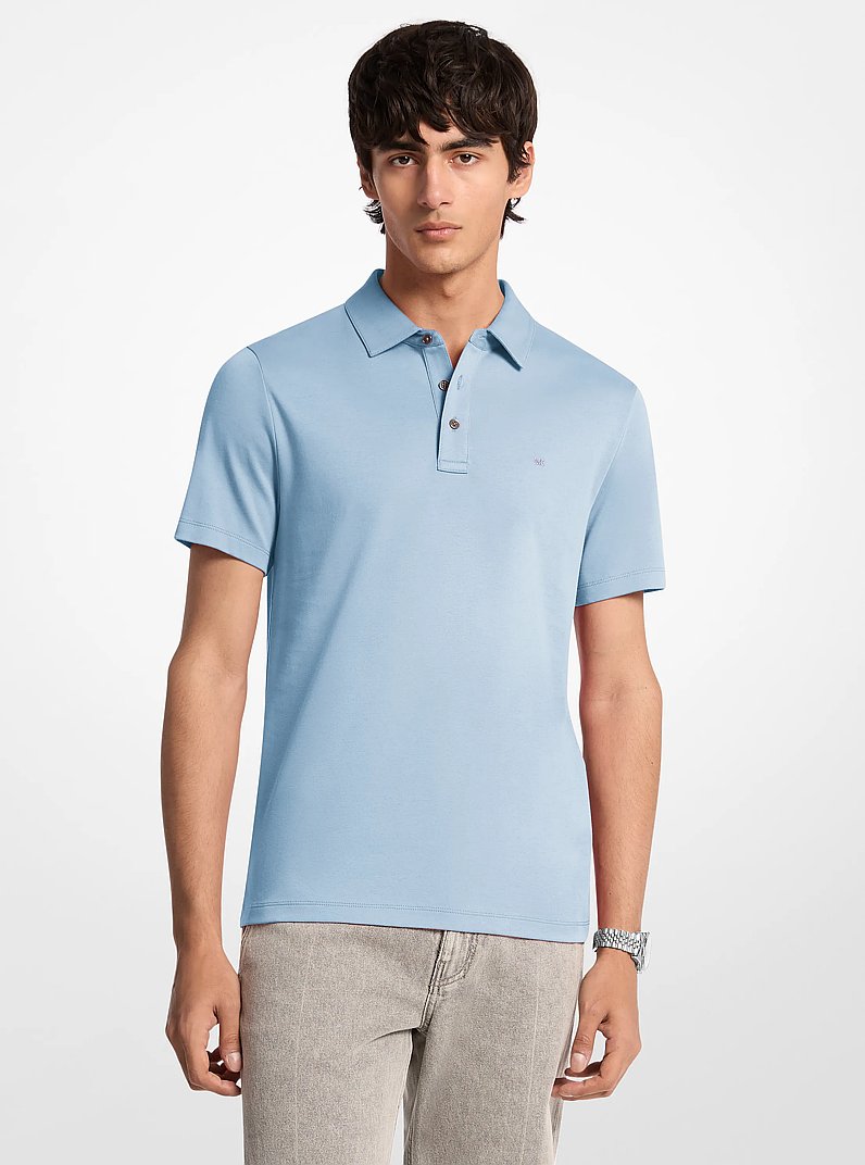 Embroidered Logo Cotton Polo Shirt in CHAMBRAY | Michael Kors