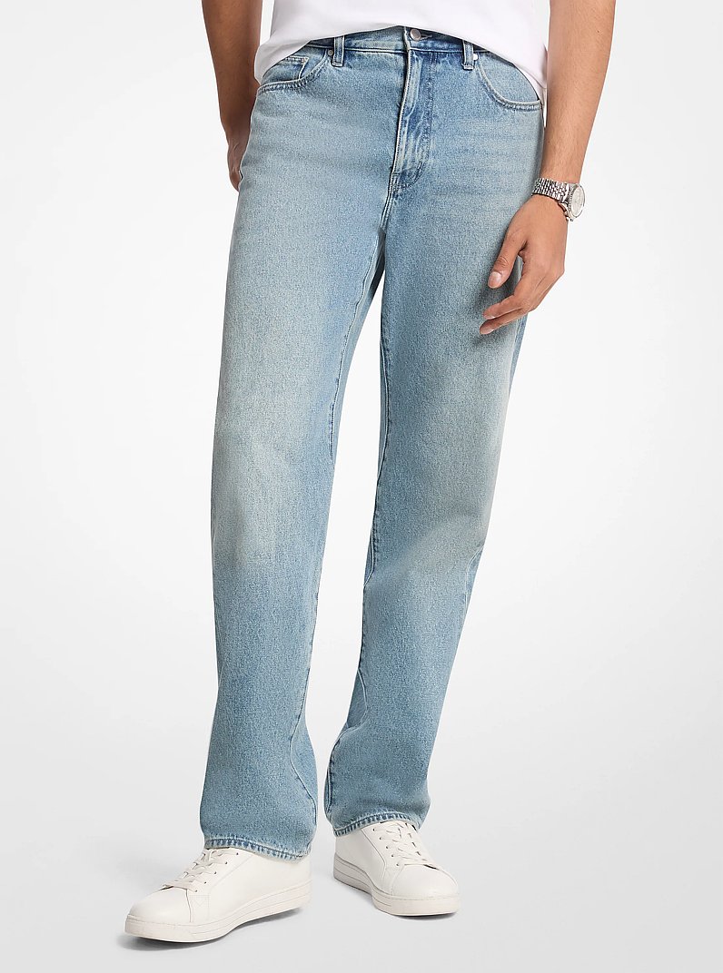 Finn Straight-Leg Stretch Denim Jeans in HORIZONWASH | Michael Kors