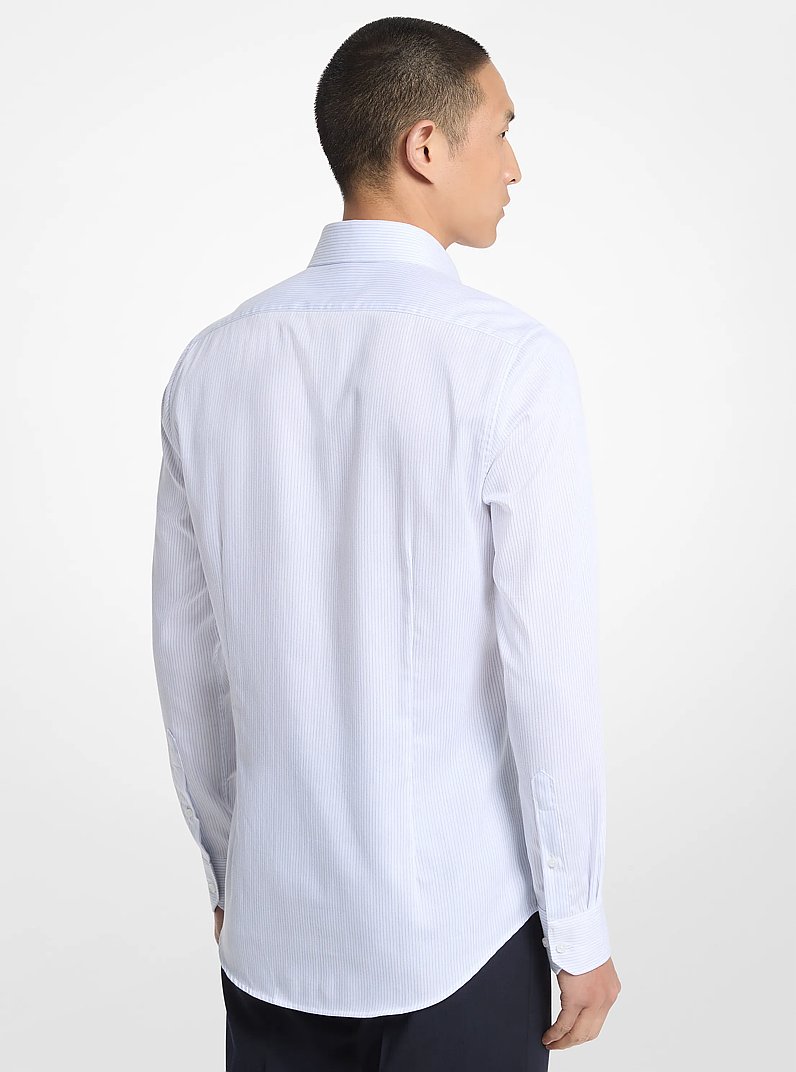 Camisa slim-fit de algod&oacute;n con patr&oacute;n de espiga in BLANCO | Michael Kors