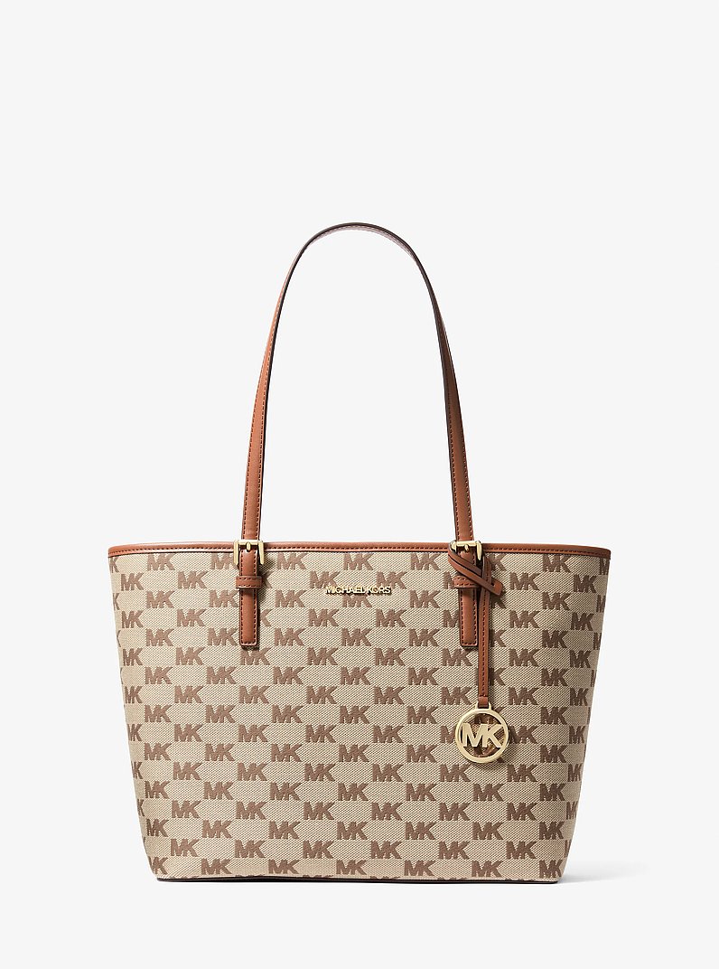 Shopper Jet Set Medium aus Jacquard mit Logomuster in BEIGE/EBENHOLZ/BRAUN | Michael Kors