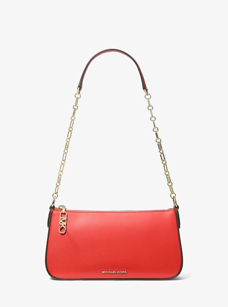 Empire Medium Leather Chain-Link Pochette in BURNT SIENNA | Michael Kors