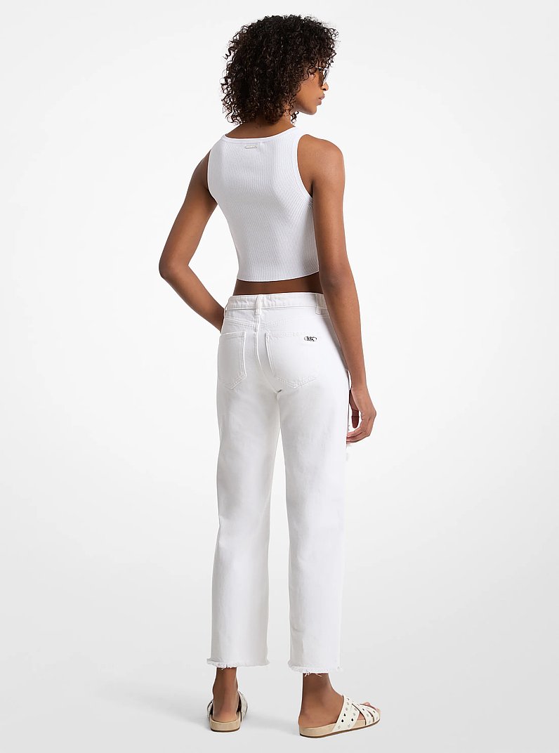 Jean en denim &agrave; effet us&eacute; in BLANC OPTIQUE | Michael Kors