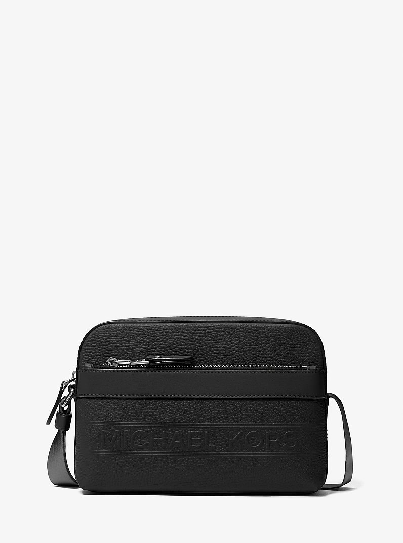 Hudson Pebbled Leather Utility Crossbody Bag in BLACK | Michael Kors