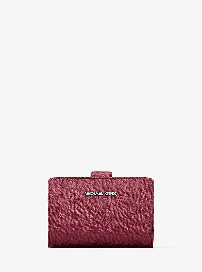 Medium Saffiano Leather Wallet in MAROON | Michael Kors