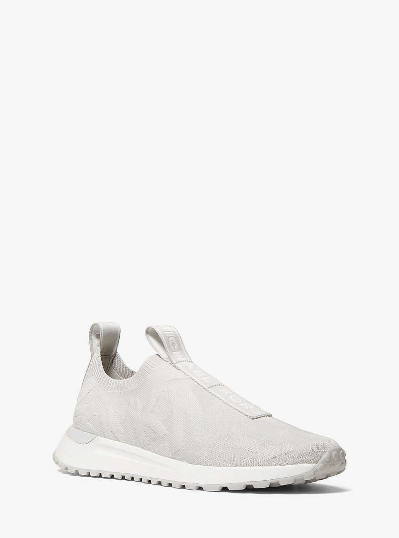 Bodie Logo Embossed Stretch Knit Slip-On Trainer in ALUMINUM | Michael Kors