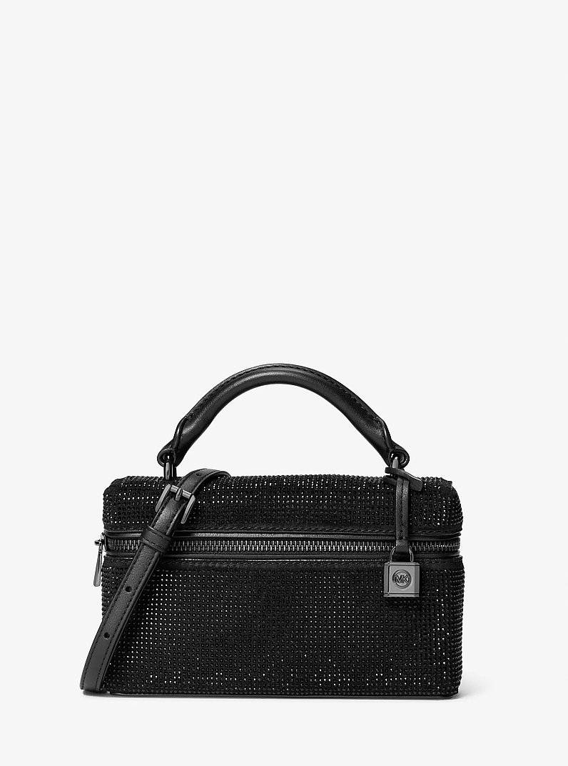 Jana Extra-Small Embellished Suede Convertible Crossbody Bag in BLACK | Michael Kors