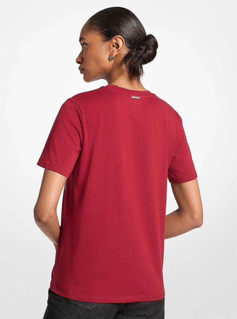 Embellished Graphic Logo T-shirt in MAROON | Michael Kors