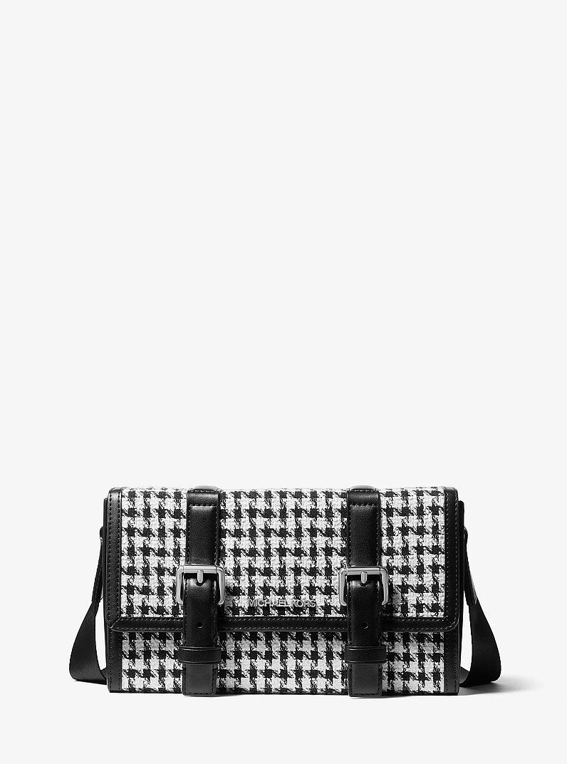 Cooper Houndstooth Trunk Crossbody Bag in BLACK | Michael Kors