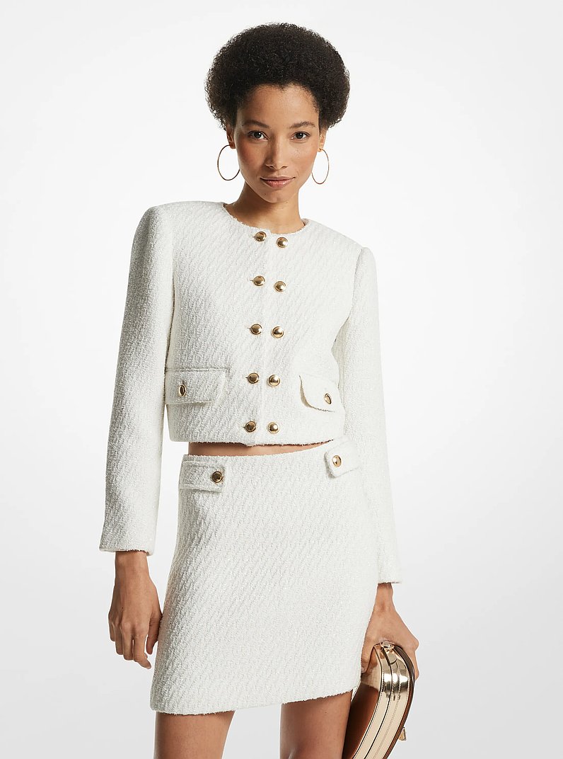 Giacca in tweed metallizzata in OSSO | Michael Kors