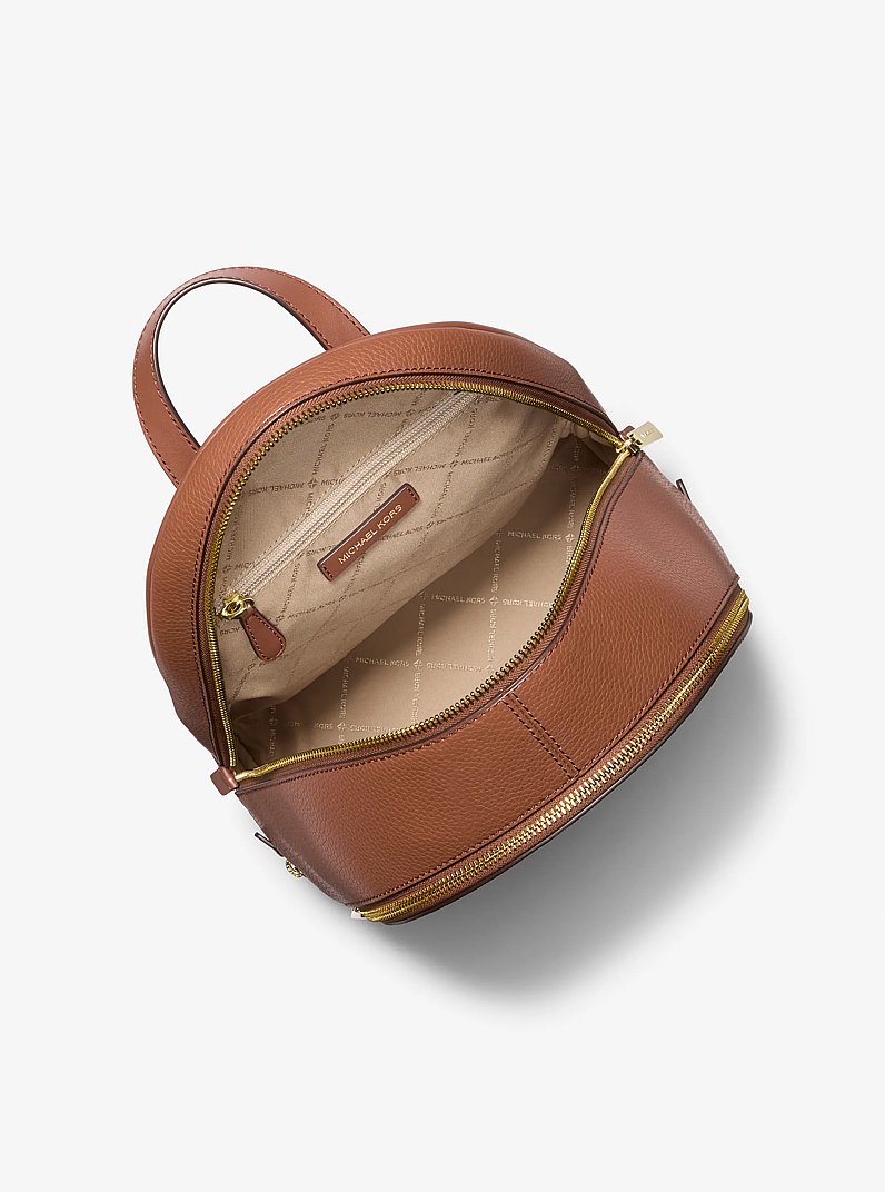 Rhea Medium Pebbled Leather Backpack in LUGGAGE | Michael Kors