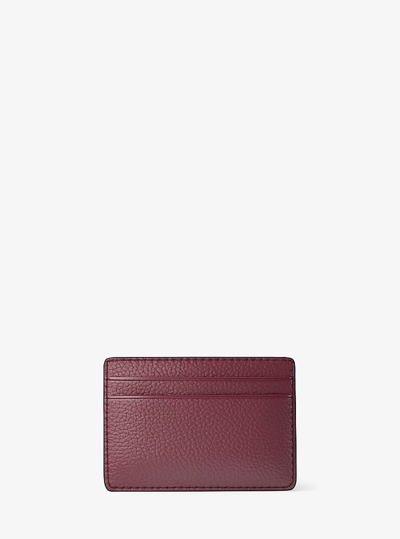 Jet Set Pebbled Leather Card Case in MULBERRY | Michael Kors