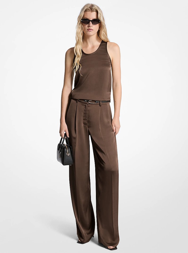 Drapey Satin Wide Leg Pants in CHOCOLATE | Michael Kors