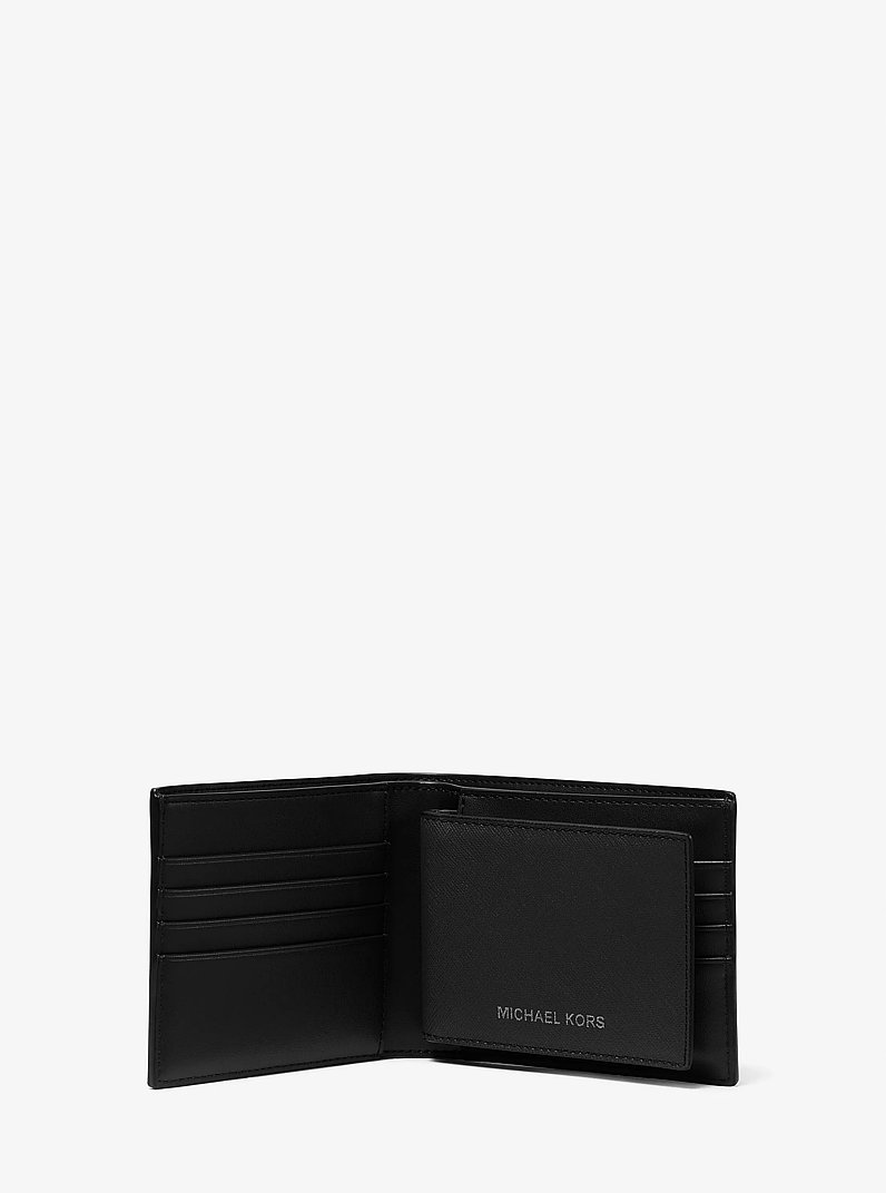 Harrison Saffiano Leather Billfold Wallet with Passcase in BLACK | Michael Kors