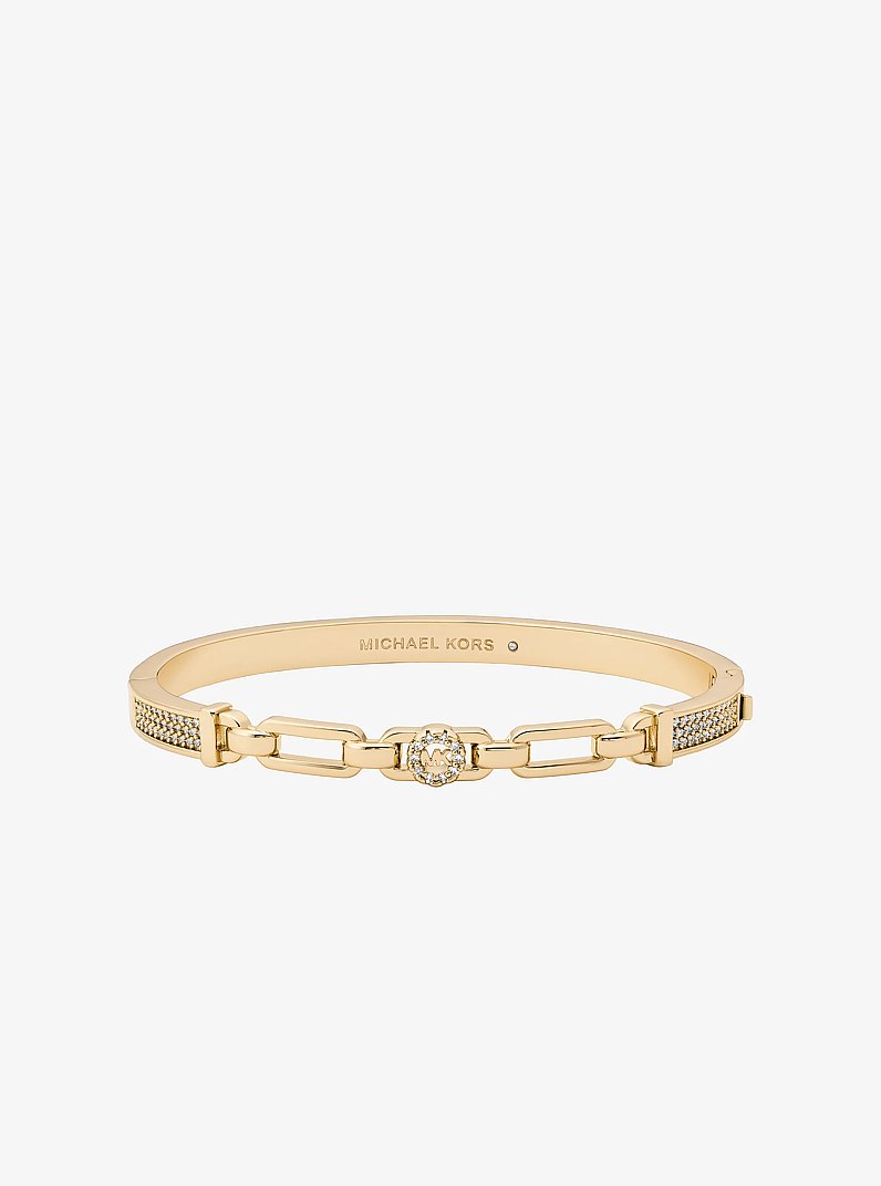 Pav&eacute; Logo Bangle and Stud Earrings Gift Set in GOLD | Michael Kors