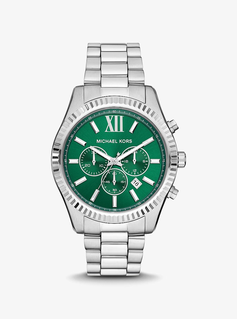 Oversized Lexington Silver-Tone Watch in SILVER | Michael Kors