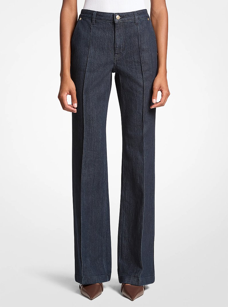 Pintuck Bootcut Stretch Denim Jeans in RINSE | Michael Kors