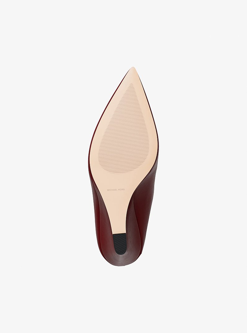 Xandra Leather Wedge Mule in DEEP RED | Michael Kors