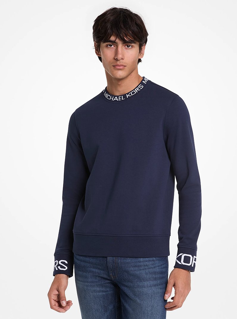Logo Trim Cotton Blend Sweatshirt in MIDNIGHT | Michael Kors