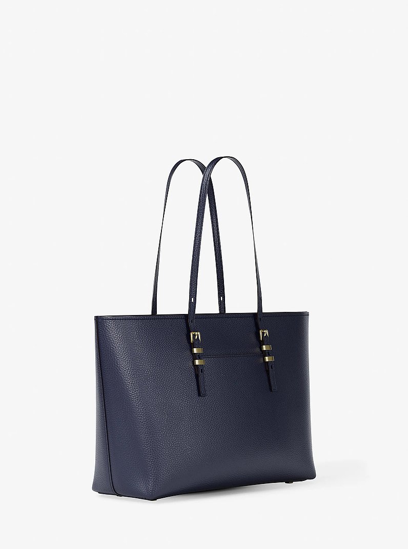 Quinn Large Pebbled Leather Tote Bag in DRESS BLUES | Michael Kors