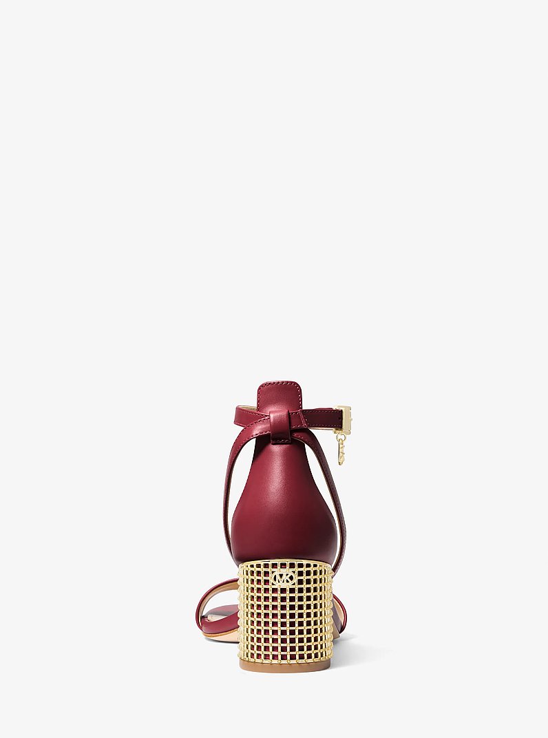 Maxine Leather Sandal in DEEP RED | Michael Kors