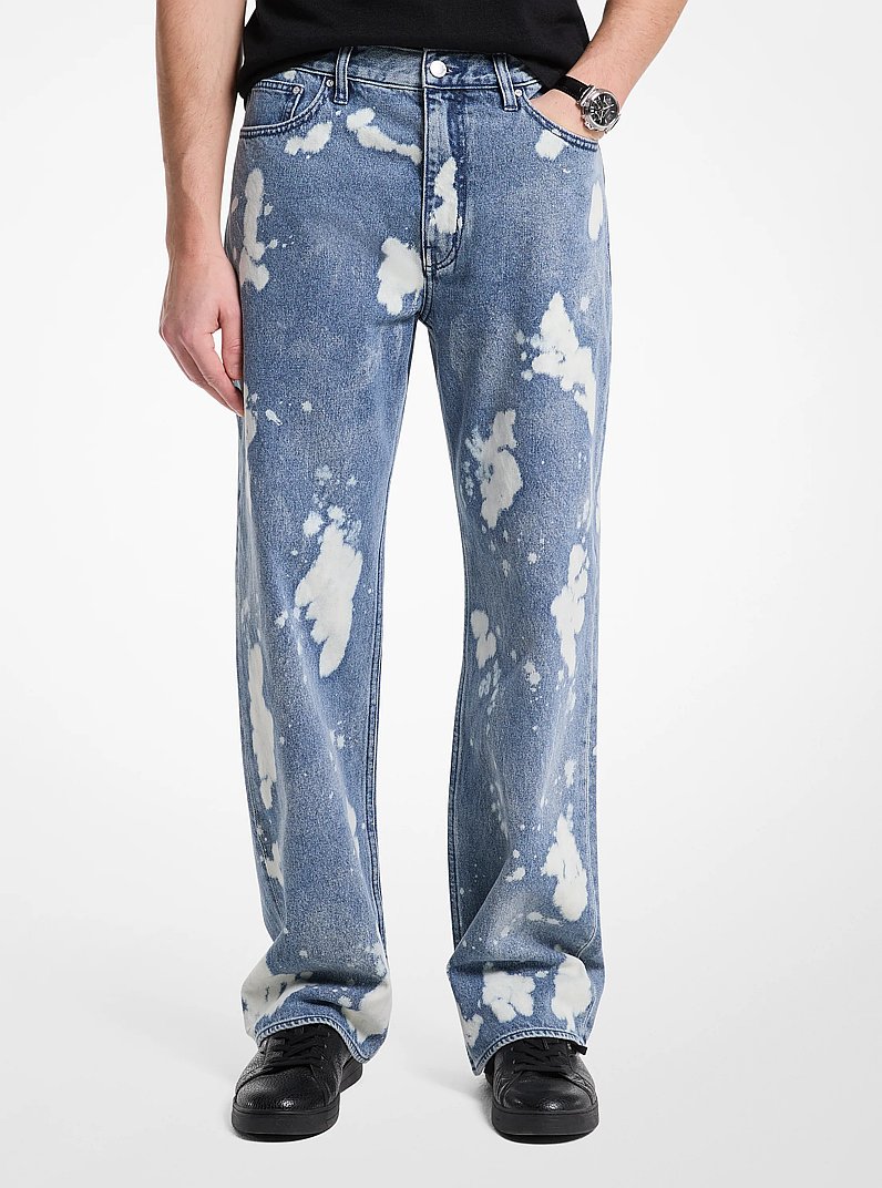 Arden Splattered Denim Relaxed-Fit Jeans in UNION WASH | Michael Kors