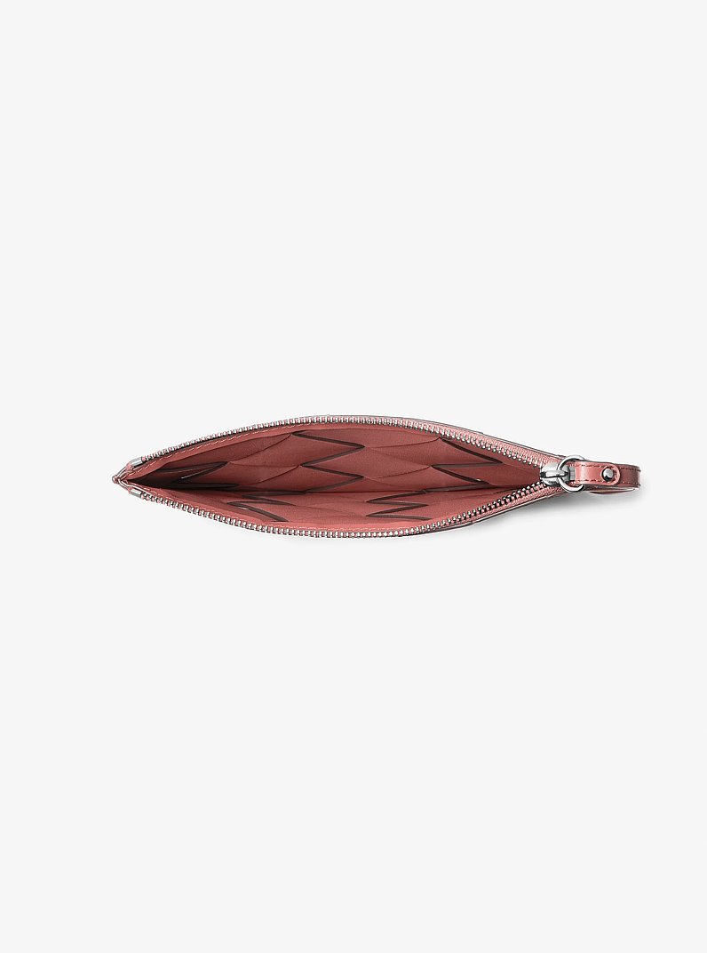Jet Set Travel Extra-Large Woven Leather Wristlet in ROSE | Michael Kors