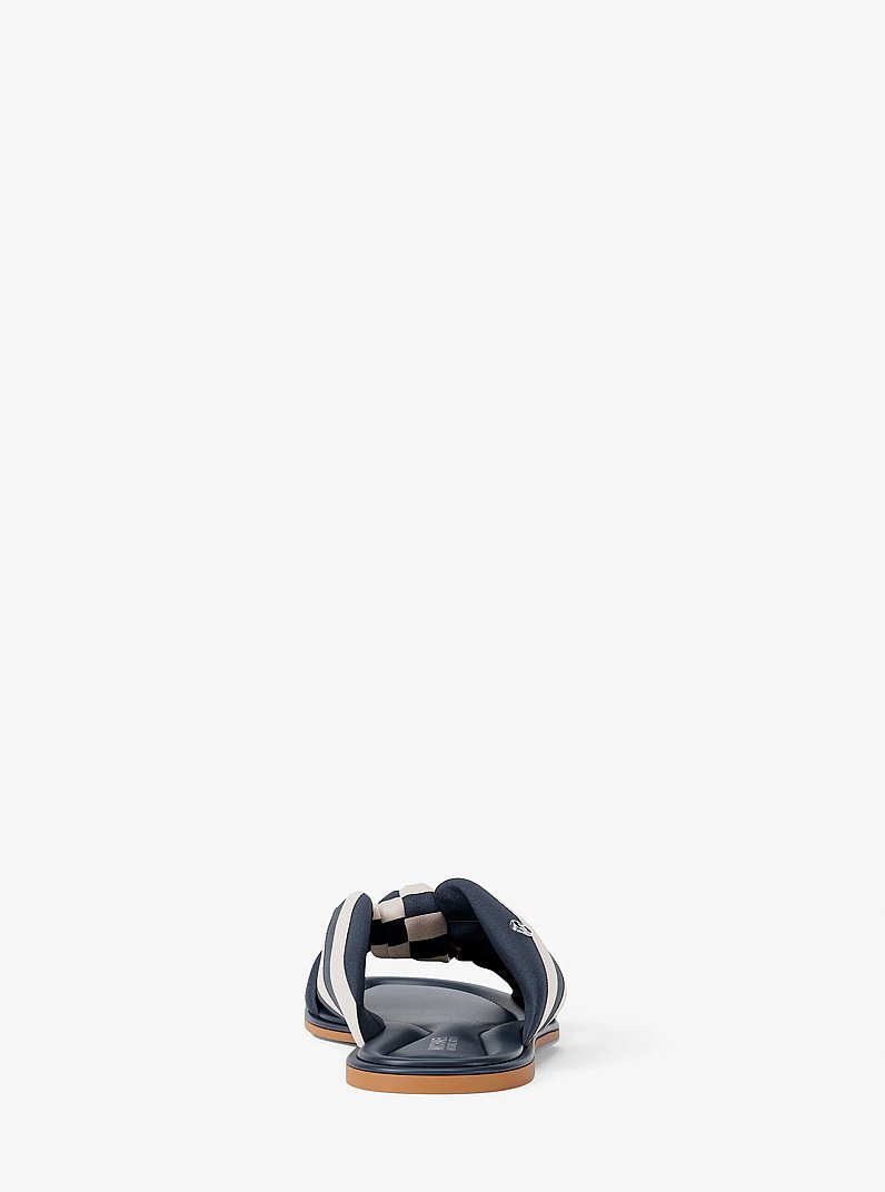 Elena Striped Linen Blend Slide Sandal in NAVY | Michael Kors