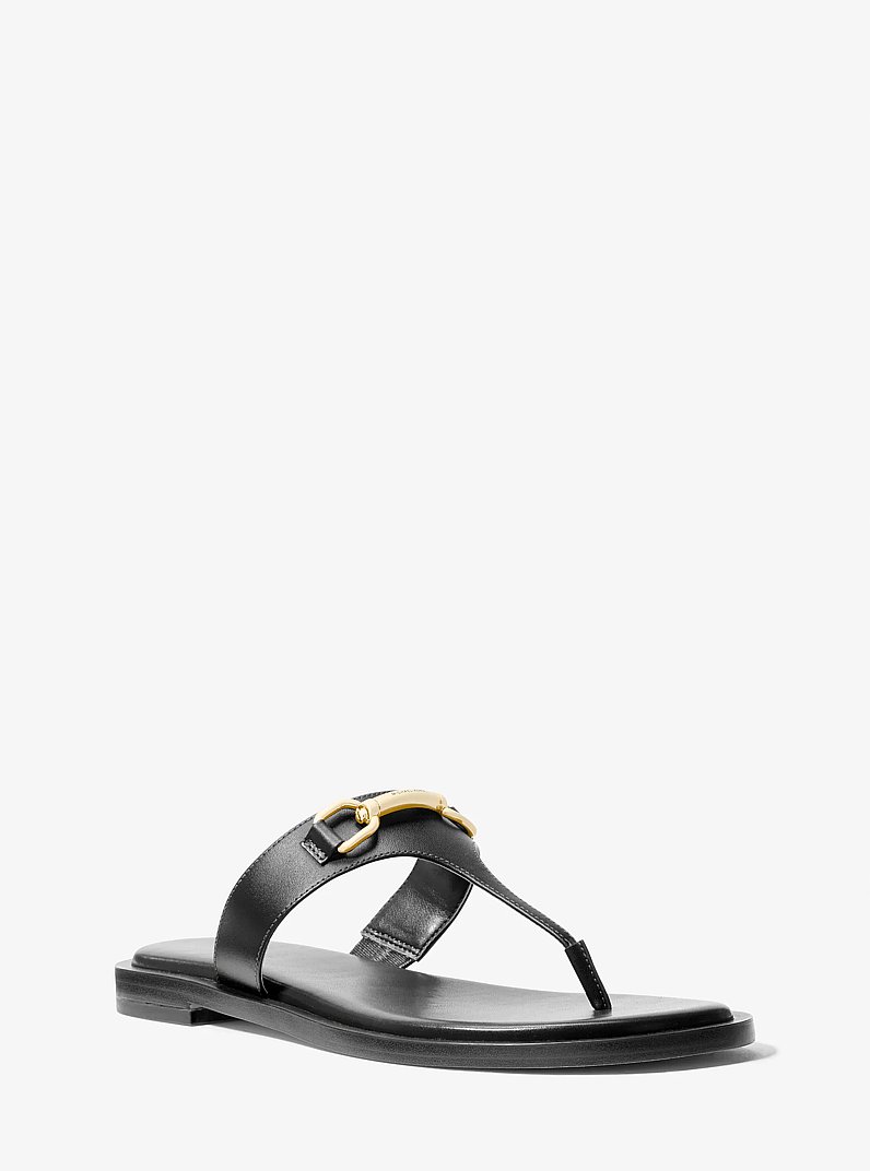 Carson Leather Sandal in BLACK | Michael Kors