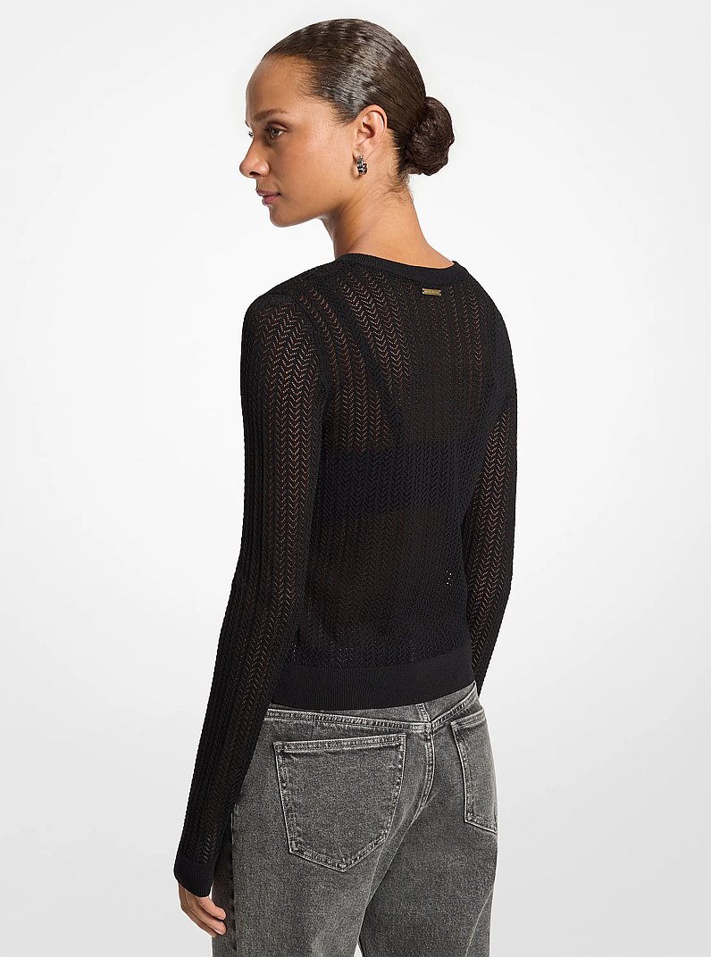 Pontelle Stretch Knit Cardigan in BLACK | Michael Kors