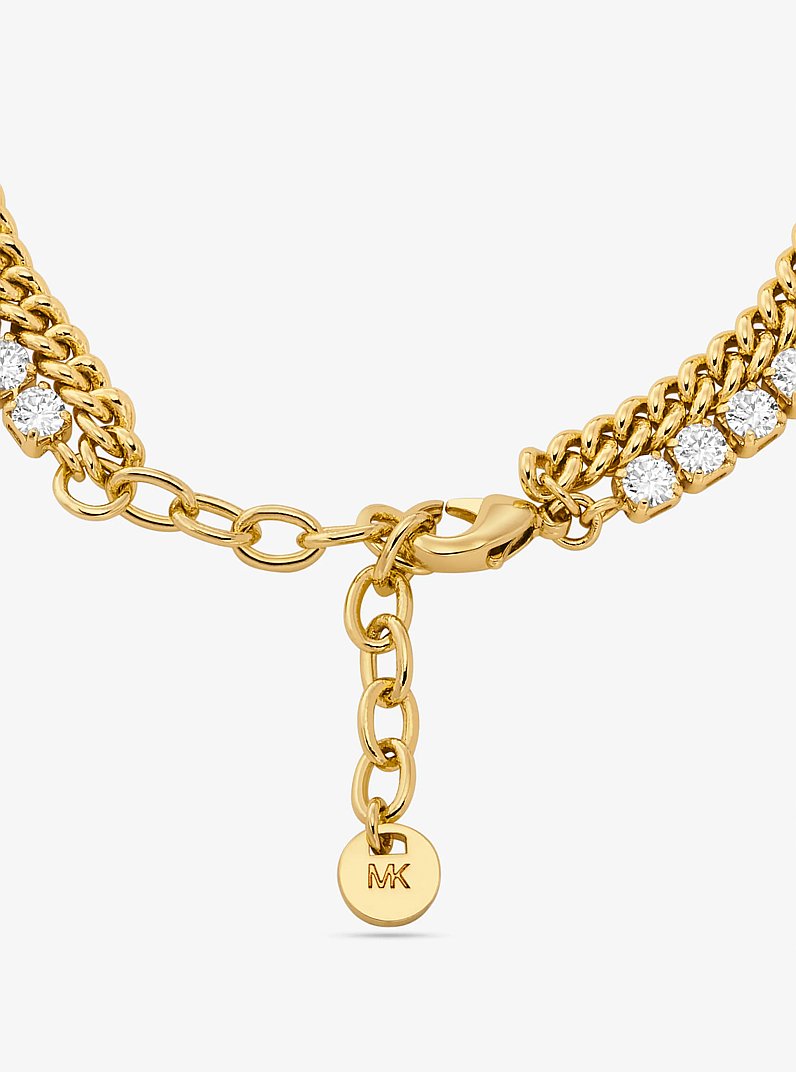 Pulsera de tenis de cadena doble de lat&oacute;n con chapado en metal precioso in DORADO | Michael Kors