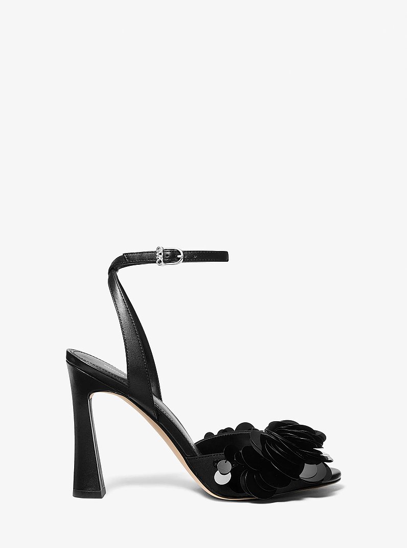 Loretta Sequin Embellished Sandal in BLACK | Michael Kors