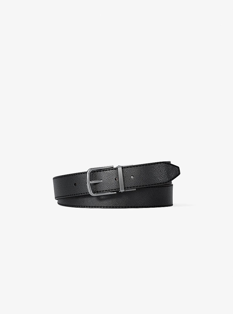 Pebbled Leather Belt in BLK/BROWN | Michael Kors