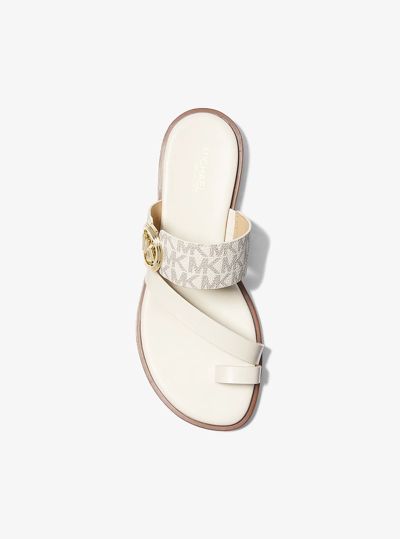 Vera Signature Logo Sandal in VANILLA | Michael Kors