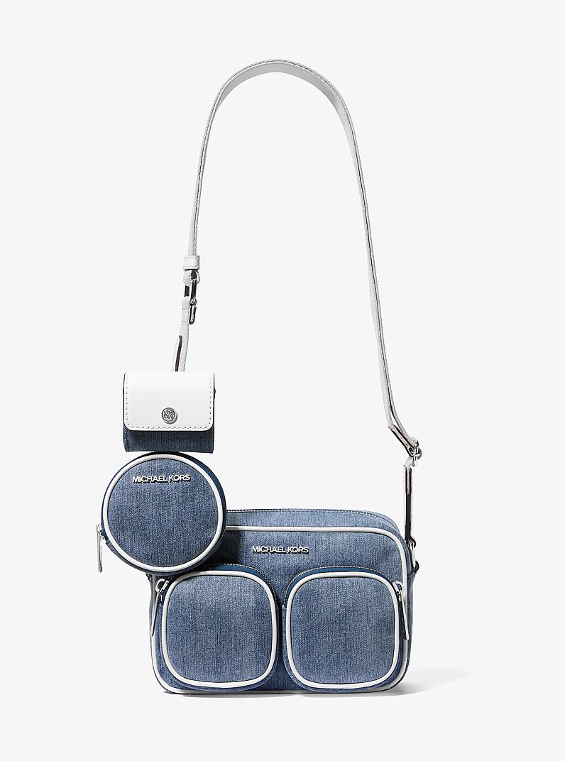 Bandolera Jet Set mediana de denim con estuche para Apple Airpods Pro in DENIM | Michael Kors