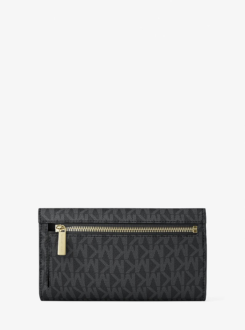 Jet Set Large Logo Trifold Wallet in BLACK | Michael Kors